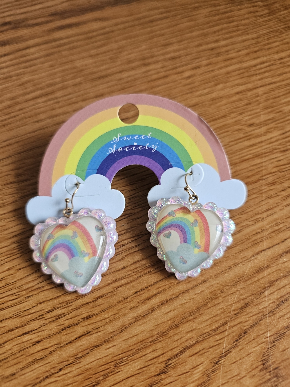 4/$10 Rainbow Heart Earrings NEW Sweet Society Hot Topic Dangle